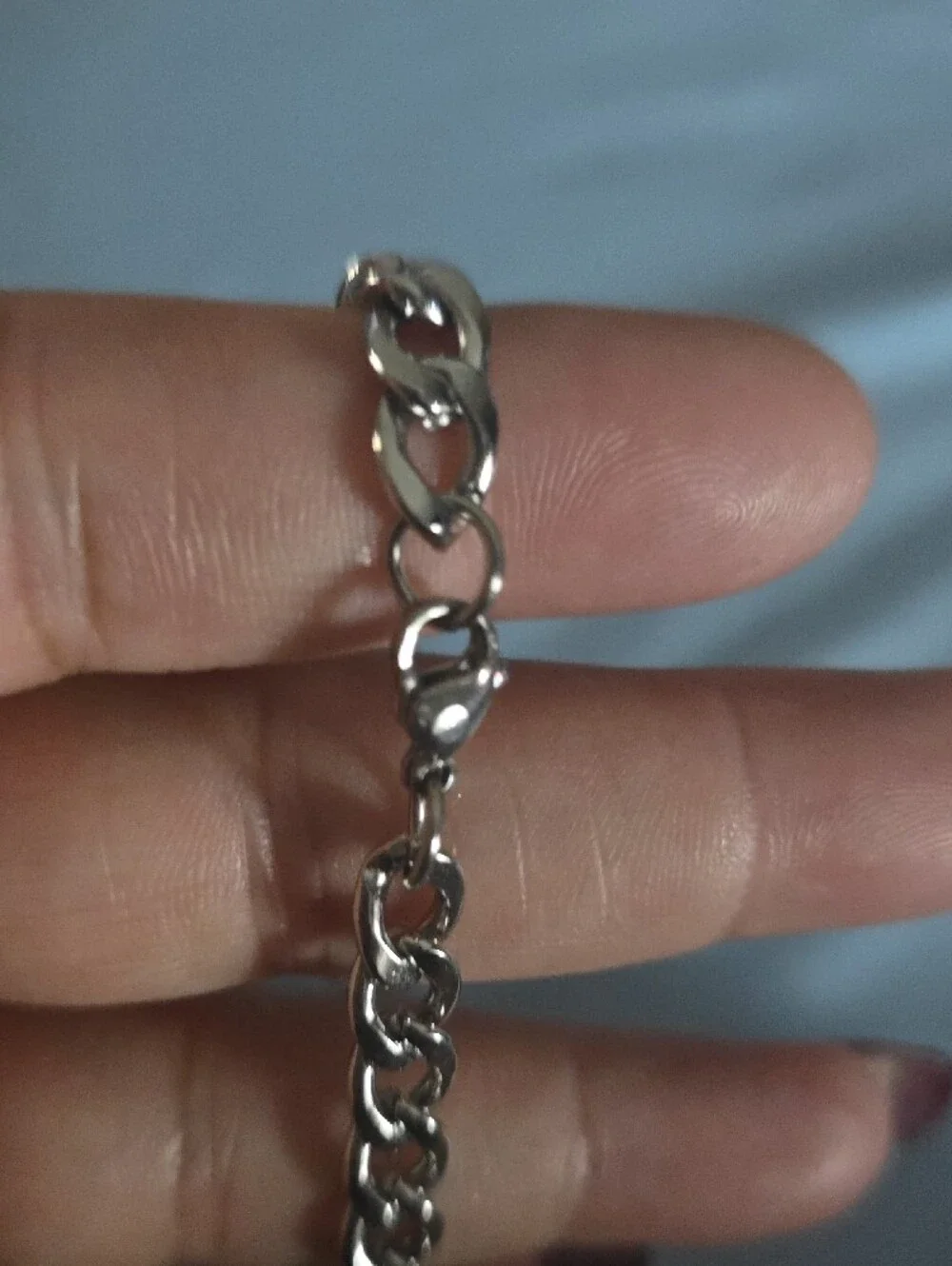Source Unknown Silver Men’s Curb Chain Bracelet